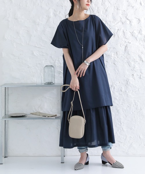 osharewalker（オシャレウォーカー）の「【廃盤】『チュニック×ペチワンピース2点SET』（ワンピース・レディース・モカ/ダークネイビー/テラコッタ・FREE）」の3枚目の写真