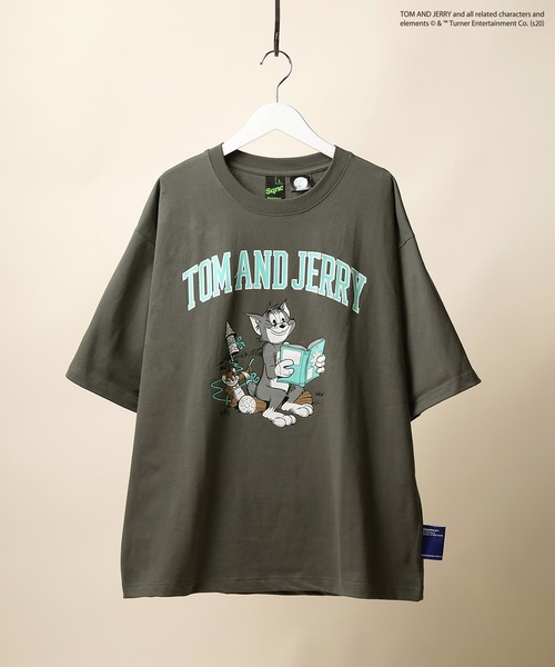売れ筋商品|||イーブン アンド オド Tシャツ レディース トップス Print T-shirt - gray セール】【TOM&JERRY/トムとジェリー】T&Jカレッジロゴ プリント
