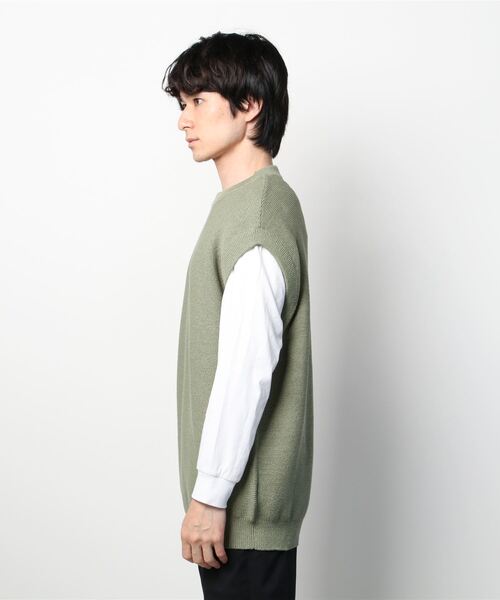 NANO universe(ナノユニバース)の「リネンブレンドニットクルーネックベスト(ベスト・メンズ・ブラック/ベージュ/グリーン系その他・M/L/S)」の4枚目の写真
