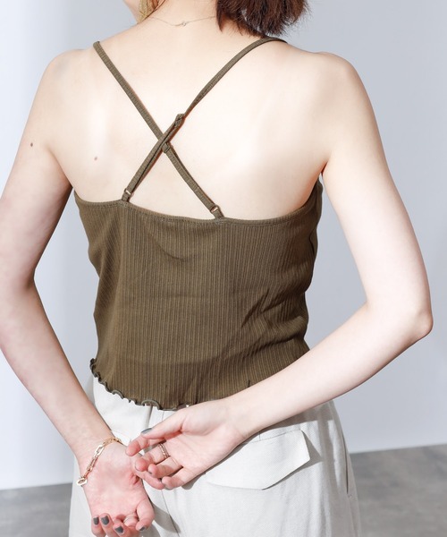 COLONY 2139（コロニートゥーワンスリーナイン）の「【WEB限定】カップ付きランダムテレコ短丈Vネックキャミソール(パット取り外し可)（キャミソール・レディース・ホワイト/ブラック/チャコールグレー/モカ/カーキ・FREE）」の5枚目の写真