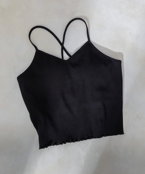 COLONY 2139（コロニートゥーワンスリーナイン）の「【WEB限定】カップ付きランダムテレコ短丈Vネックキャミソール(パット取り外し可)（キャミソール・レディース・ホワイト/ブラック/チャコールグレー/モカ/カーキ・FREE）」の7枚目の写真