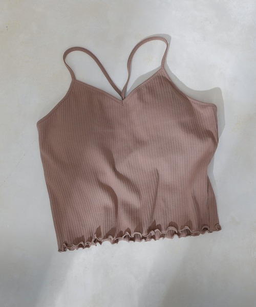 COLONY 2139（コロニートゥーワンスリーナイン）の「【WEB限定】カップ付きランダムテレコ短丈Vネックキャミソール(パット取り外し可)（キャミソール・レディース・ホワイト/ブラック/チャコールグレー/モカ/カーキ・FREE）」の9枚目の写真