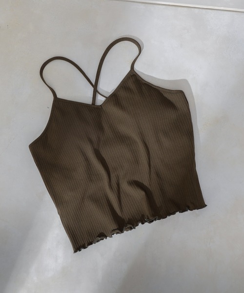 COLONY 2139（コロニートゥーワンスリーナイン）の「【WEB限定】カップ付きランダムテレコ短丈Vネックキャミソール(パット取り外し可)（キャミソール・レディース・ホワイト/ブラック/チャコールグレー/モカ/カーキ・FREE）」の10枚目の写真