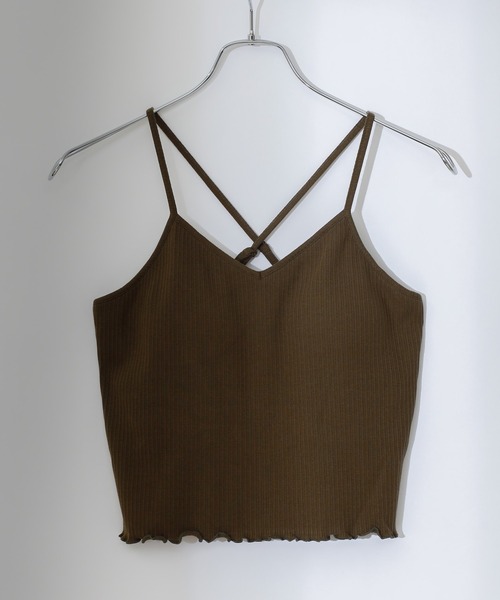 COLONY 2139（コロニートゥーワンスリーナイン）の「【WEB限定】カップ付きランダムテレコ短丈Vネックキャミソール(パット取り外し可)（キャミソール・レディース・ホワイト/ブラック/チャコールグレー/モカ/カーキ・FREE）」の21枚目の写真