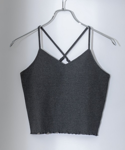 COLONY 2139（コロニートゥーワンスリーナイン）の「【WEB限定】カップ付きランダムテレコ短丈Vネックキャミソール(パット取り外し可)（キャミソール・レディース・ホワイト/ブラック/チャコールグレー/モカ/カーキ・FREE）」の22枚目の写真