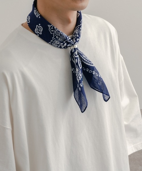 epnok（エプノック）の「リング付きスカーフ（バンダナ/スカーフ・メンズ・ネイビー/ブラック/オレンジ/ワインレッド/グリーン/ブルー・FREE）」の8枚目の写真