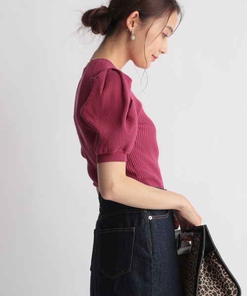 Andemiu（アンデミュウ）の「【オーガニック】リブソデタックニット958488（ニット/セーター・レディース・ブラック/グレー/オフホワイト/ピンク・FREE）」の4枚目の写真