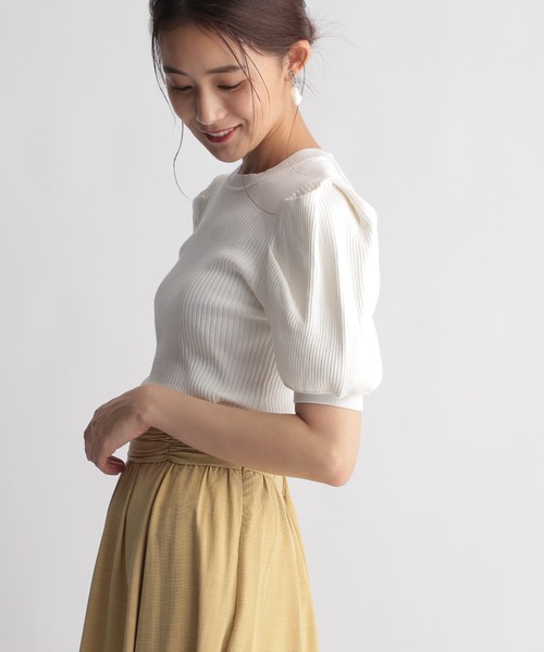 Andemiu（アンデミュウ）の「【オーガニック】リブソデタックニット958488（ニット/セーター・レディース・ブラック/グレー/オフホワイト/ピンク・FREE）」の13枚目の写真