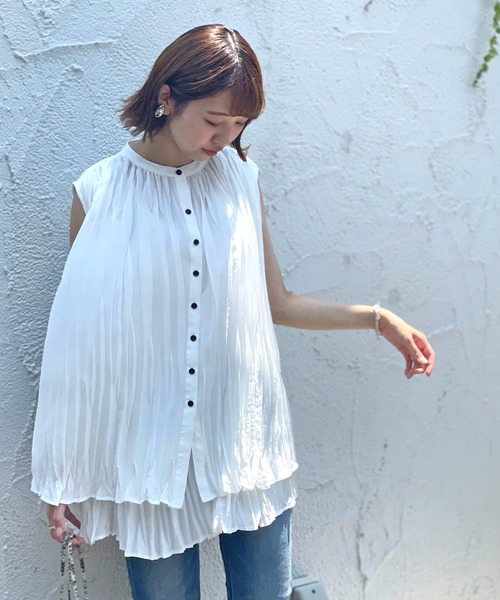 RIVE DROITE（リヴドロワ）の「ZOZOTOWN限定/ノースリレイヤードシャツ（シャツ/ブラウス・レディース・ブラック/オフホワイト/カーキ/イエロー・FREE）」の9枚目の写真