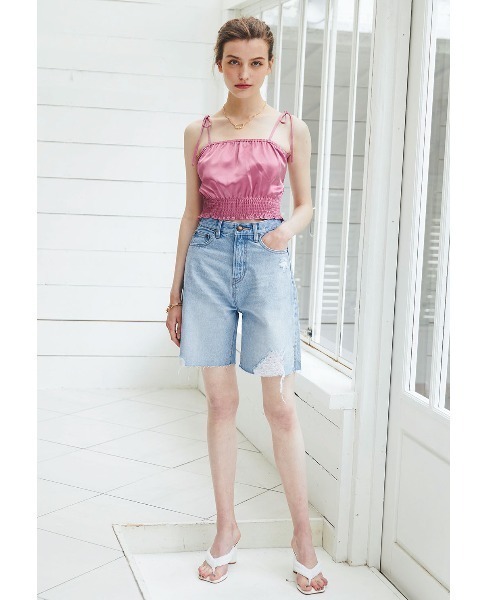 ALEXIA STAM（アリシアスタン）の「Denim Bermuda Shorts/デニムバミューダショーツ（デニムパンツ・レディース・ホワイト/ブルー・S/M/XS）」の4枚目の写真