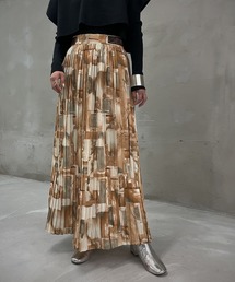 【&g'aime】アート柄プリーツスカート