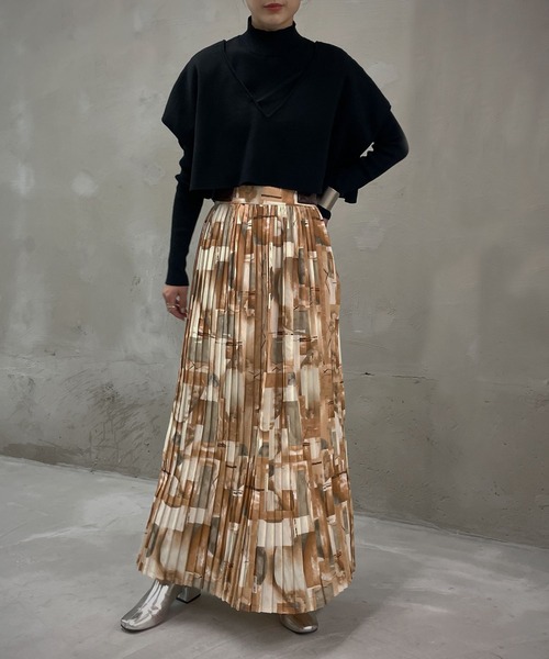 &g'aime（アンジェム）の「【&g'aime】アート柄プリーツスカート（スカート・レディース・ブラック/グレー/キャメル・FREE）」の21枚目の写真