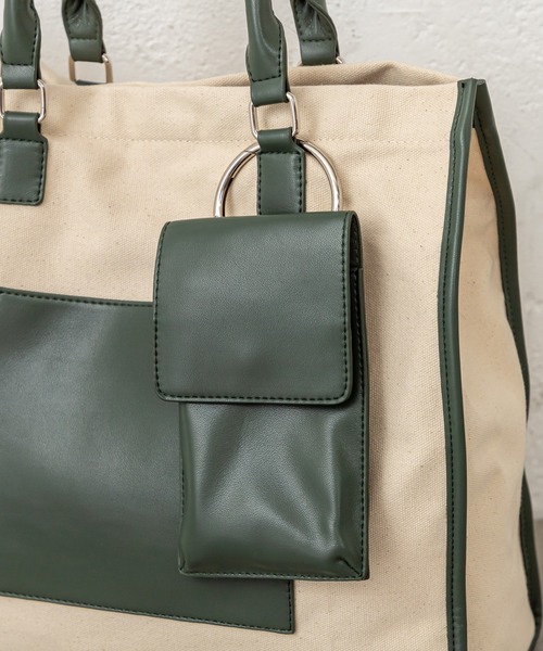 mystic（ミスティック）の「ケイタイポシェット付きトート（トートバッグ・レディース・ブラック/オリーブ・ONE SIZE）」の11枚目の写真