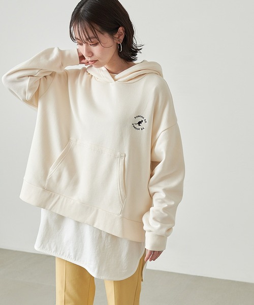 KANGOL EXTRA COMFORT(カンゴールエクストラコンフォート)の「【KANGOL EXTRA COMFORT(カンゴール エクストラ コンフォート)】《WEB限定》ロゴ刺繍 サイドスリット ビックシルエット パーカー(パーカー・レディース・グレー/ブラック/オフホワイト/ブルーグレー/パープル/アイボリー・M/L/LL)」の7枚目の写真