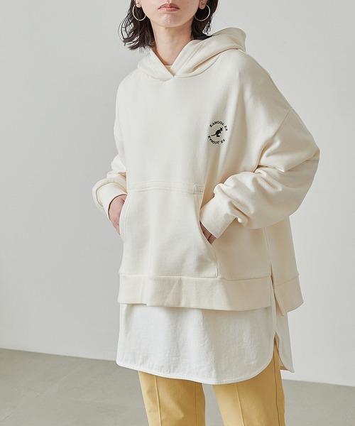 KANGOL EXTRA COMFORT(カンゴールエクストラコンフォート)の「【KANGOL EXTRA COMFORT(カンゴール エクストラ コンフォート)】《WEB限定》ロゴ刺繍 サイドスリット ビックシルエット パーカー(パーカー・レディース・グレー/ブラック/オフホワイト/ブルーグレー/パープル/アイボリー・M/L/LL)」の8枚目の写真