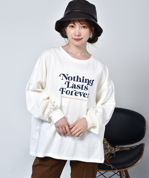 ems excite（エムズエキサイト）の「ロゴロンTEE（Tシャツ/カットソー・レディース・オフホワイト/ピンク/ブルー・FREE）」の2枚目の写真