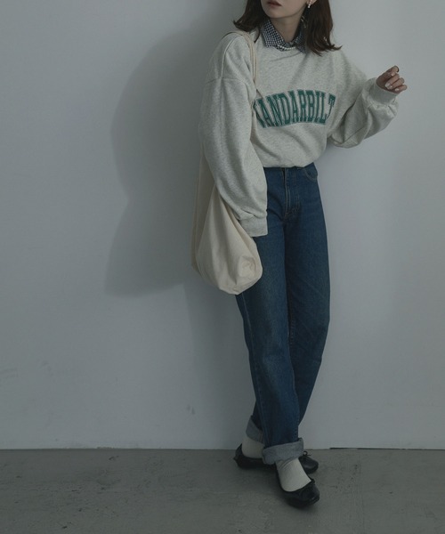 etoll.（エトル）の「裏毛カレッジロゴスウェット mtm（スウェット・レディース・ネイビー/オフホワイト/オートミール・FREE）」の8枚目の写真