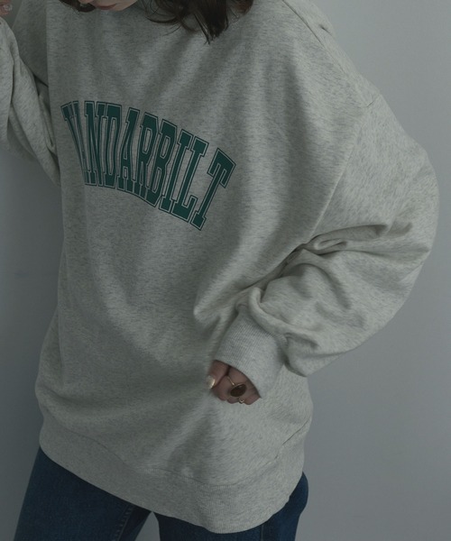 etoll.（エトル）の「裏毛カレッジロゴスウェット mtm（スウェット・レディース・ネイビー/オフホワイト/オートミール・FREE）」の22枚目の写真