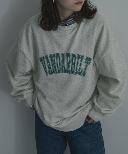 etoll.（エトル）の「裏毛カレッジロゴスウェット mtm（スウェット・レディース・ネイビー/オフホワイト/オートミール・FREE）」の4枚目の写真