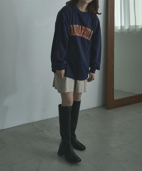 etoll.（エトル）の「裏毛カレッジロゴスウェット mtm（スウェット・レディース・ネイビー/オフホワイト/オートミール・FREE）」の9枚目の写真