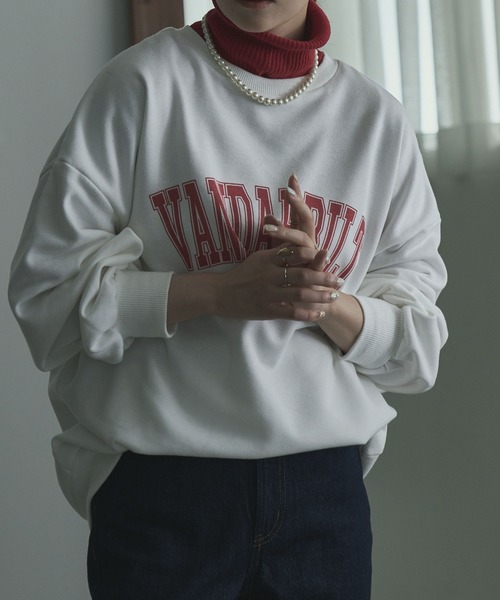 etoll.（エトル）の「裏毛カレッジロゴスウェット mtm（スウェット・レディース・ネイビー/オフホワイト/オートミール・FREE）」の20枚目の写真