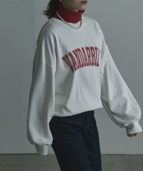 etoll.（エトル）の「裏毛カレッジロゴスウェット mtm（スウェット・レディース・ネイビー/オフホワイト/オートミール・FREE）」の10枚目の写真