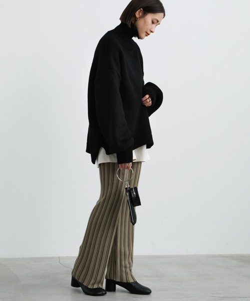 select MOCA(セレクトモカ)の「2021 AW マルチピッチストライプニットパンツ(その他パンツ・レディース・ブラック/ライトベージュ・FREE)」の7枚目の写真