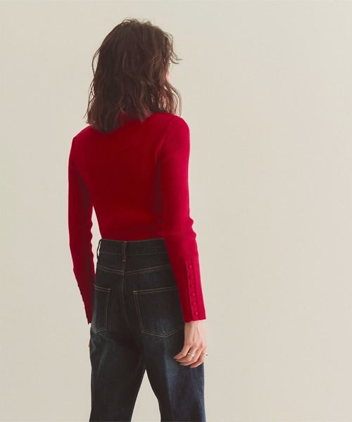 titivate(ティティベイト)の「ハイネックリブトップス(ニット/セーター・レディース・アイボリー/オリーブ/レッド/モカ/ブラック/ライトブルー/杢グレー・M)」の13枚目の写真