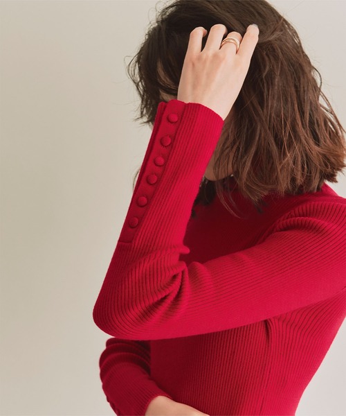 titivate(ティティベイト)の「ハイネックリブトップス(ニット/セーター・レディース・アイボリー/オリーブ/レッド/モカ/ブラック/ライトブルー/杢グレー・M)」の11枚目の写真