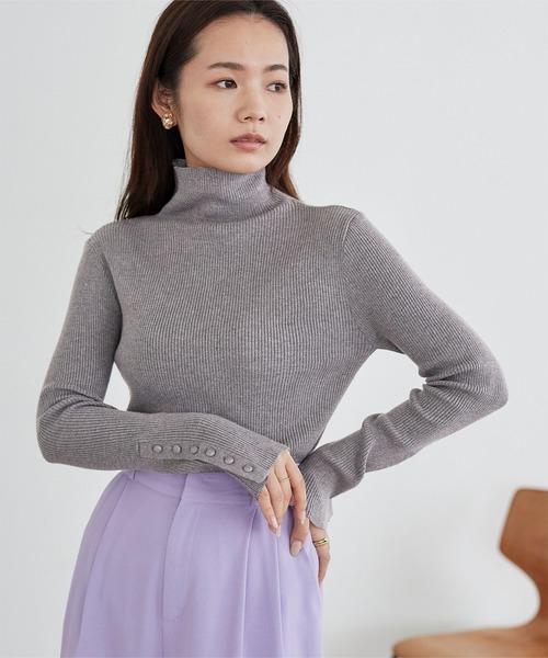 titivate(ティティベイト)の「ハイネックリブトップス(ニット/セーター・レディース・アイボリー/オリーブ/レッド/モカ/ブラック/ライトブルー/杢グレー・M)」の16枚目の写真