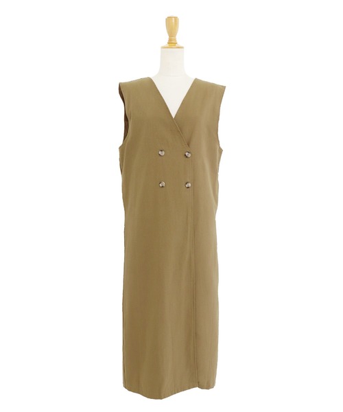 BLUEEAST(ブルーイースト)の「ダブルボタンジャンスカ 2WAYジレワンピース(ジャンパースカート・レディース・チャコールグレー/ブラック/キャメル/ブラウン系/ブラック系/ライトカーキ/ベージュ・MEDIUM)」の16枚目の写真