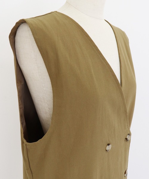 BLUEEAST(ブルーイースト)の「ダブルボタンジャンスカ 2WAYジレワンピース(ジャンパースカート・レディース・チャコールグレー/ブラック/キャメル/ブラウン系/ブラック系/ライトカーキ/ベージュ・MEDIUM)」の14枚目の写真