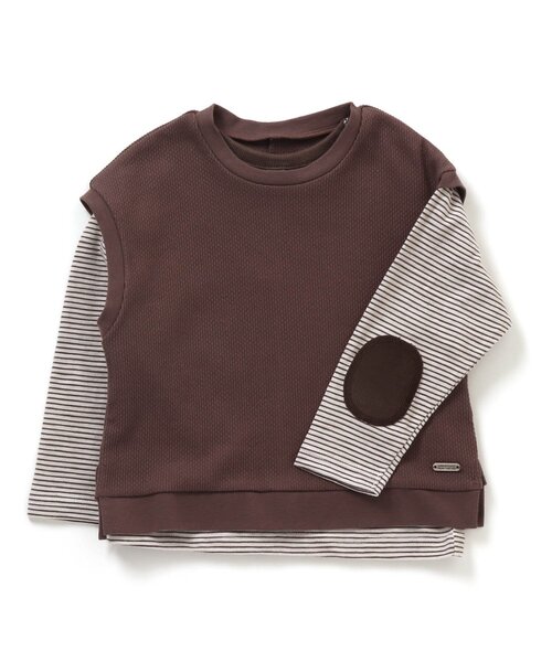 apres les cours（アプレレクール）の「ベスト付き2PTシャツ（Tシャツ/カットソー・キッズ・キャメル/エンジ・120/130/100/110/140/80/90）」の2枚目の写真