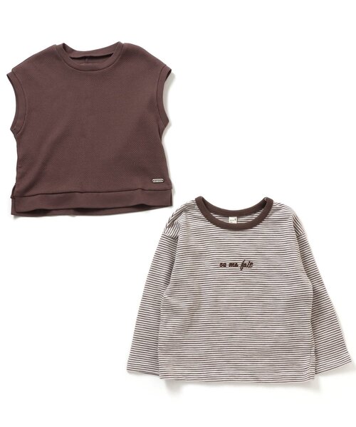 apres les cours（アプレレクール）の「ベスト付き2PTシャツ（Tシャツ/カットソー・キッズ・キャメル/エンジ・120/130/100/110/140/80/90）」の12枚目の写真