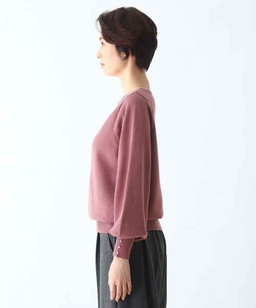 DRESKIP（ドレスキップ）の「◆袖口フェイクパ－ル付きボリュームスリーブニット（ニット/セーター・レディース・ライトグリーン/ブラック系1/サンドベージュ/パープル系・03/02）」の7枚目の写真