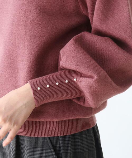 DRESKIP（ドレスキップ）の「◆袖口フェイクパ－ル付きボリュームスリーブニット（ニット/セーター・レディース・ライトグリーン/ブラック系1/サンドベージュ/パープル系・03/02）」の10枚目の写真