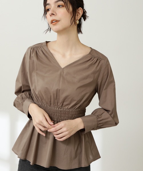 N.（N. Natural Beauty Basic）（エヌエヌナチュラルビューティーベーシック）の「【追加生産】◆コットンシャーリングペプラムブラウス（シャツ/ブラウス・レディース・ブラック/モカ/グリーン・MEDIUM）」の3枚目の写真