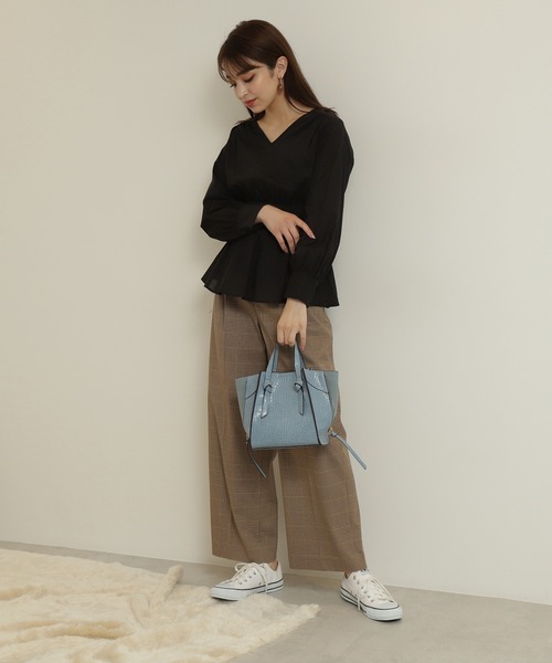 N.（N. Natural Beauty Basic）（エヌエヌナチュラルビューティーベーシック）の「【追加生産】◆コットンシャーリングペプラムブラウス（シャツ/ブラウス・レディース・ブラック/モカ/グリーン・MEDIUM）」の9枚目の写真