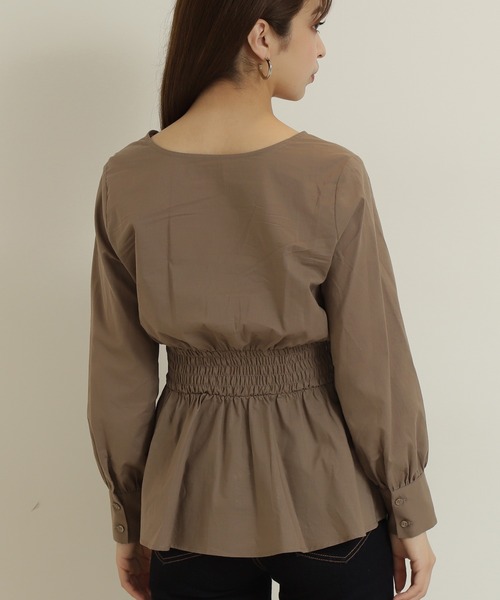 N.（N. Natural Beauty Basic）（エヌエヌナチュラルビューティーベーシック）の「【追加生産】◆コットンシャーリングペプラムブラウス（シャツ/ブラウス・レディース・ブラック/モカ/グリーン・MEDIUM）」の4枚目の写真