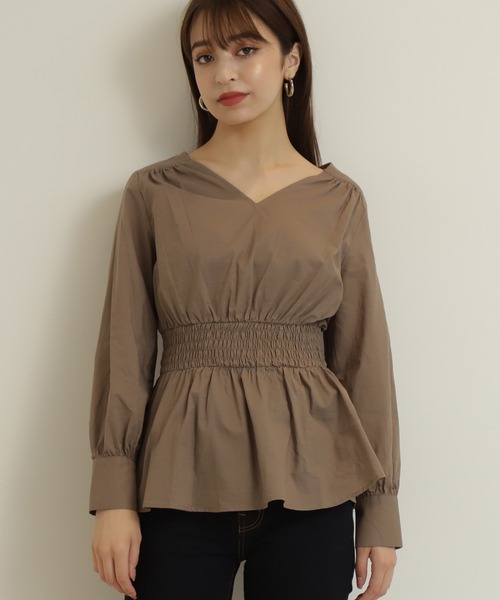 N.（N. Natural Beauty Basic）（エヌエヌナチュラルビューティーベーシック）の「【追加生産】◆コットンシャーリングペプラムブラウス（シャツ/ブラウス・レディース・ブラック/モカ/グリーン・MEDIUM）」の7枚目の写真