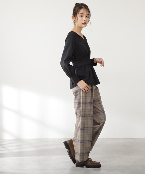 N.（N. Natural Beauty Basic）（エヌエヌナチュラルビューティーベーシック）の「【追加生産】◆コットンシャーリングペプラムブラウス（シャツ/ブラウス・レディース・ブラック/モカ/グリーン・MEDIUM）」の22枚目の写真