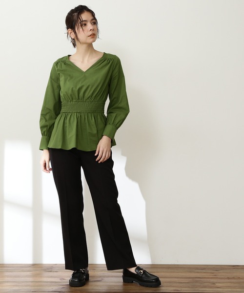 N.（N. Natural Beauty Basic）（エヌエヌナチュラルビューティーベーシック）の「【追加生産】◆コットンシャーリングペプラムブラウス（シャツ/ブラウス・レディース・ブラック/モカ/グリーン・MEDIUM）」の15枚目の写真