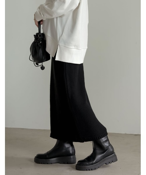 Re:EDIT（リエディ）の「鹿の子編みストレートニットスカート（スカート・レディース・ブラック/ベージュ/グレー/アイボリー/ブルー・MEDIUM/LARGE/SHORT）」の19枚目の写真