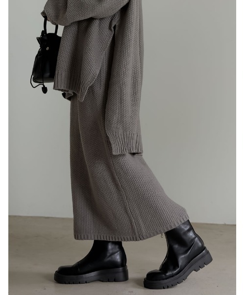 Re:EDIT（リエディ）の「鹿の子編みストレートニットスカート（スカート・レディース・ブラック/ベージュ/グレー/アイボリー/ブルー・MEDIUM/LARGE/SHORT）」の14枚目の写真