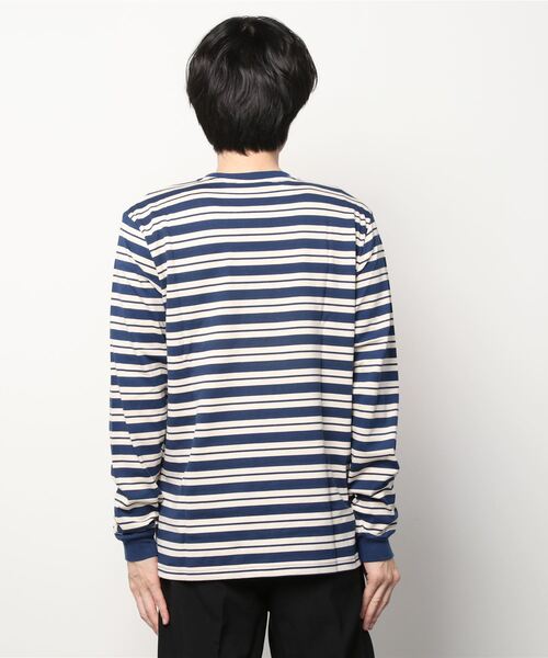 Gramicci（グラミチ）の「【GRAMICCI/グラミチ】ワンポイントロゴ刺繍 ボーダーカットソー/STRIPED ONE POINT L/S TEE（Tシャツ/カットソー・メンズ・ブラック/ベージュ/ネイビー・L/XL/M）」の8枚目の写真