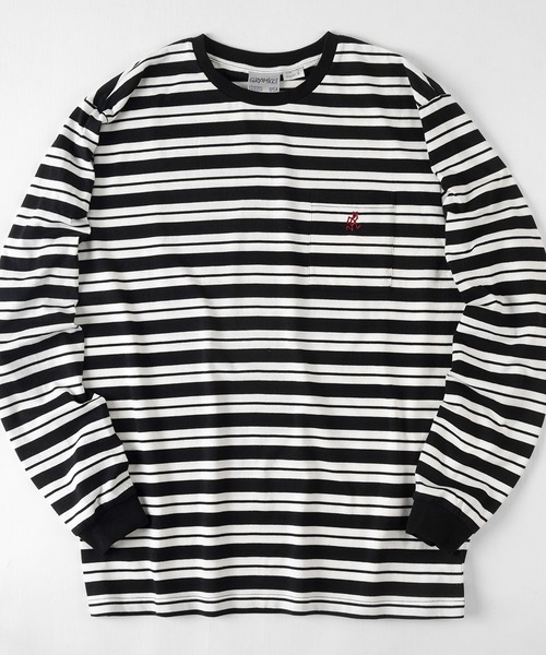 Gramicci（グラミチ）の「【GRAMICCI/グラミチ】ワンポイントロゴ刺繍 ボーダーカットソー/STRIPED ONE POINT L/S TEE（Tシャツ/カットソー・メンズ・ブラック/ベージュ/ネイビー・L/XL/M）」の2枚目の写真