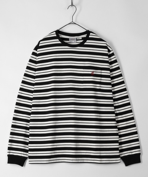 Gramicci（グラミチ）の「【GRAMICCI/グラミチ】ワンポイントロゴ刺繍 ボーダーカットソー/STRIPED ONE POINT L/S TEE（Tシャツ/カットソー・メンズ・ブラック/ベージュ/ネイビー・L/XL/M）」の5枚目の写真