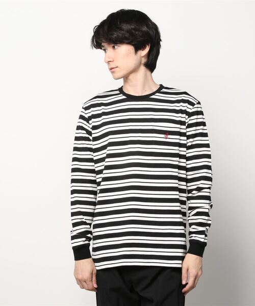 Gramicci（グラミチ）の「【GRAMICCI/グラミチ】ワンポイントロゴ刺繍 ボーダーカットソー/STRIPED ONE POINT L/S TEE（Tシャツ/カットソー・メンズ・ブラック/ベージュ/ネイビー・L/XL/M）」の10枚目の写真