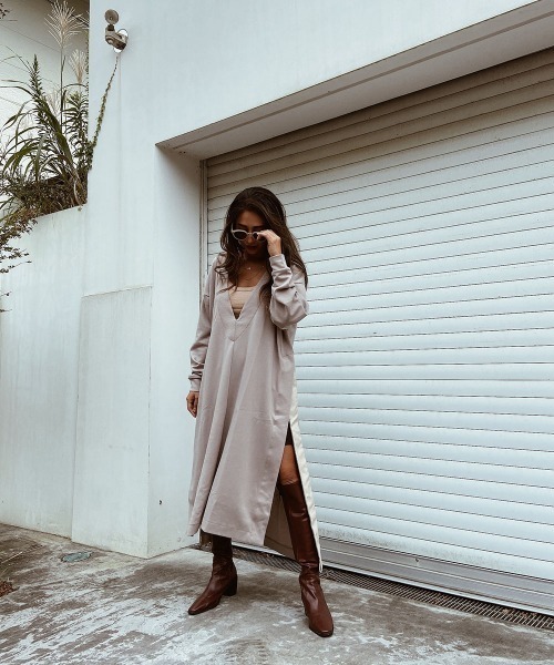 Vネックスリットロングカットソー（Tシャツ/カットソー）｜esutoreja（エストレジャ）