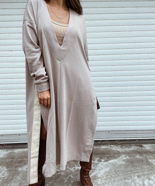 Vネックスリットロングカットソー（Tシャツ/カットソー）｜esutoreja（エストレジャ）